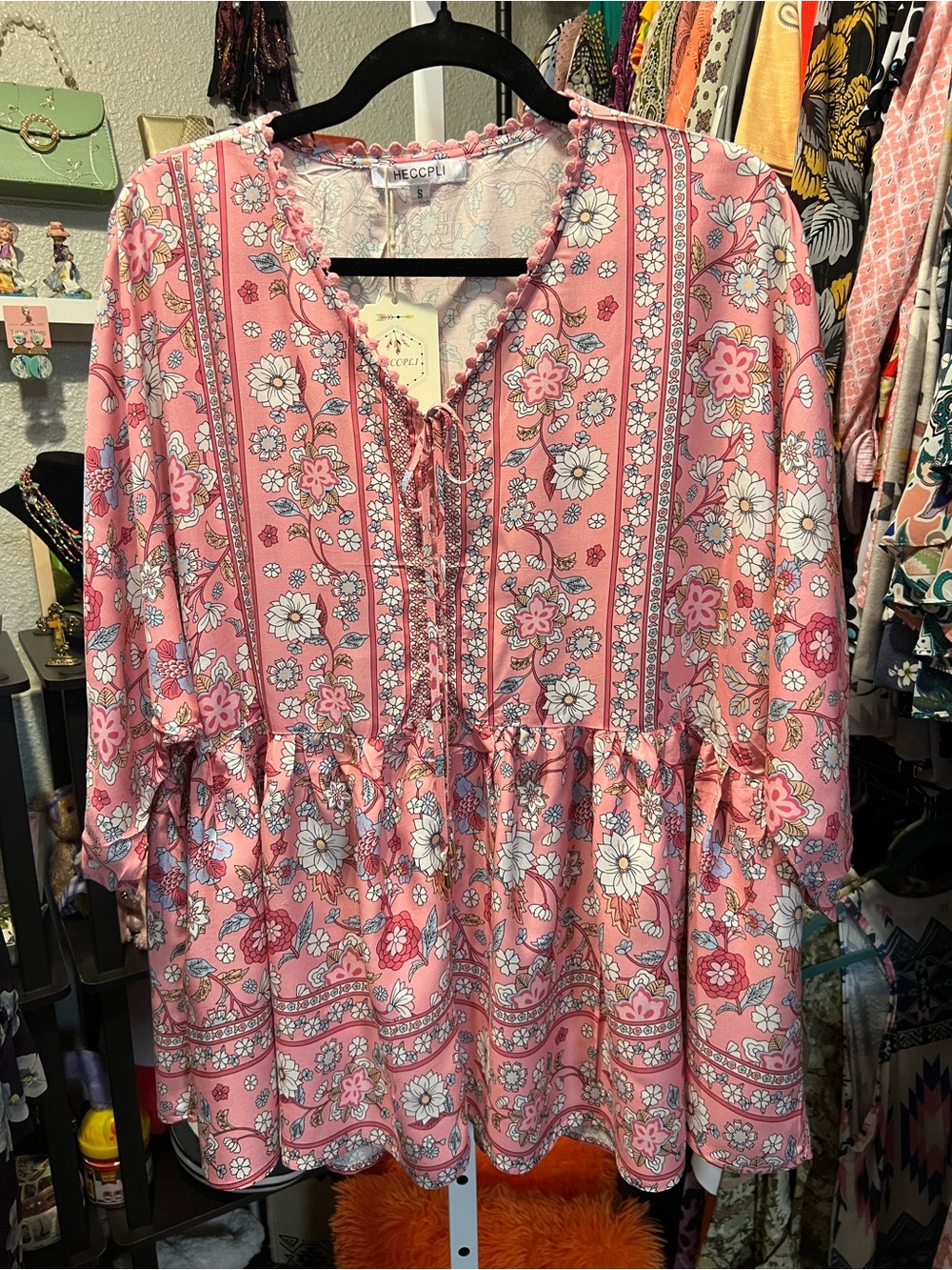 Boho Oversized Pink Floral Top